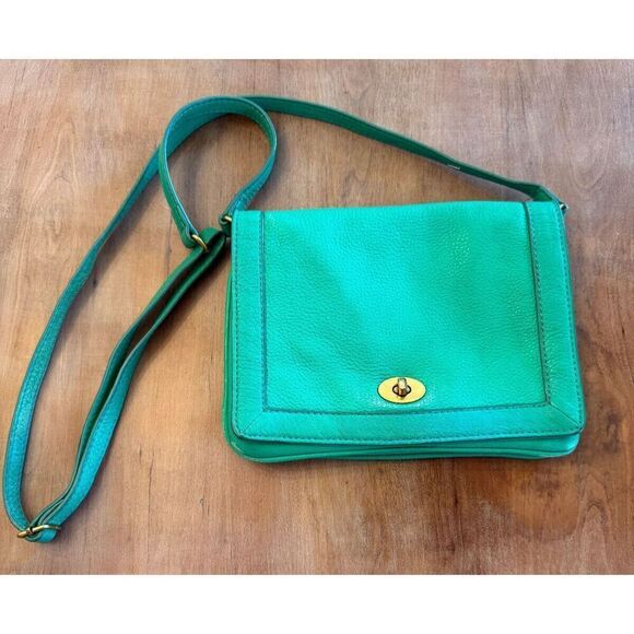 J. CREW Handbag‎ Kelly Green Leather Crossbody Bag 3-in-1 - Picture 1 of 11
